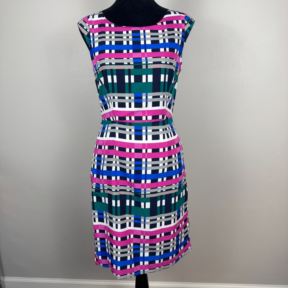 Banana Republic Sheath Dress Womens 4 Multicolor Plaid Sleeveless Lined - Picture 2 of 8